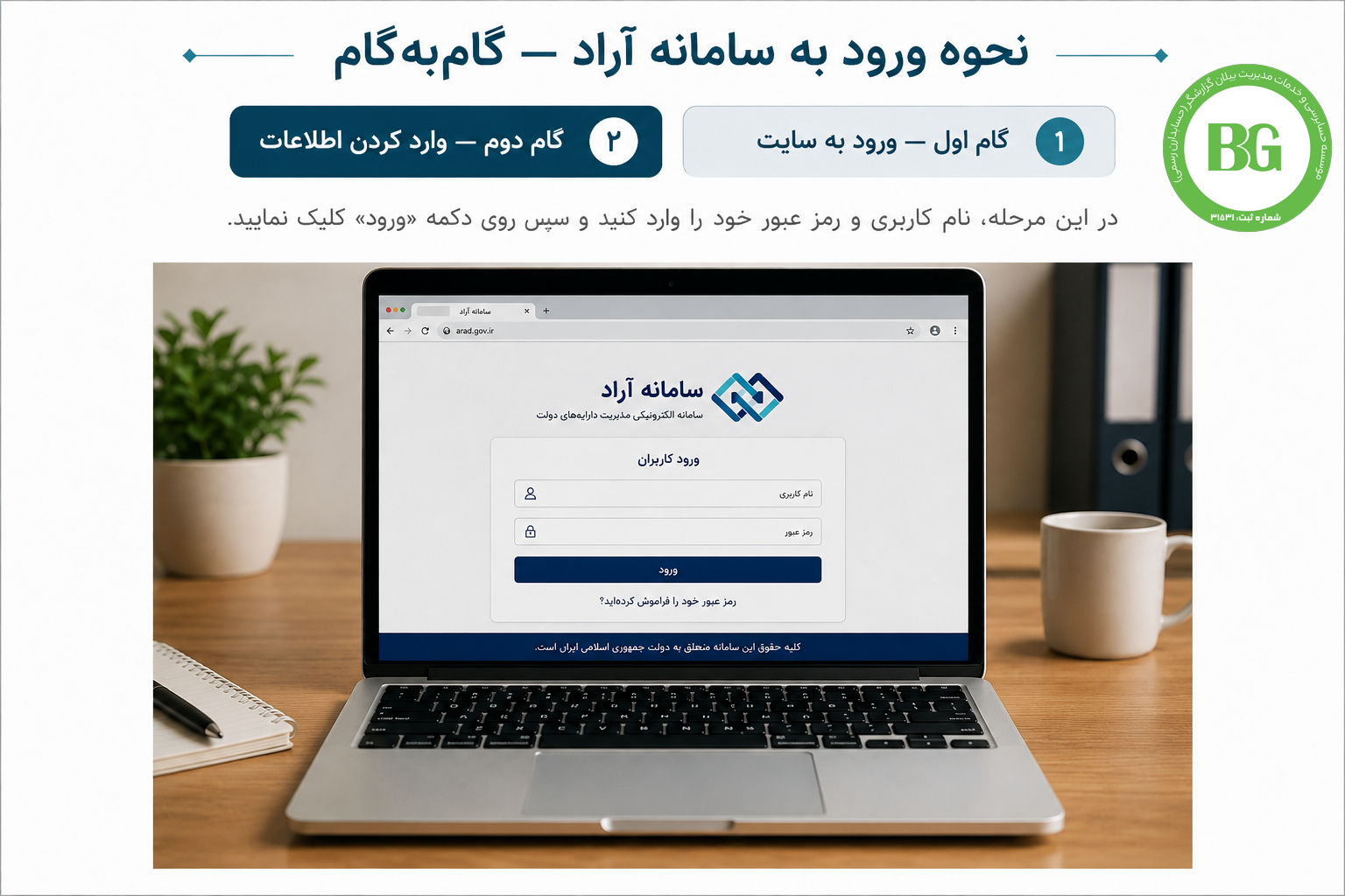 گام دوم &mdash; وارد کردن اطلاعات